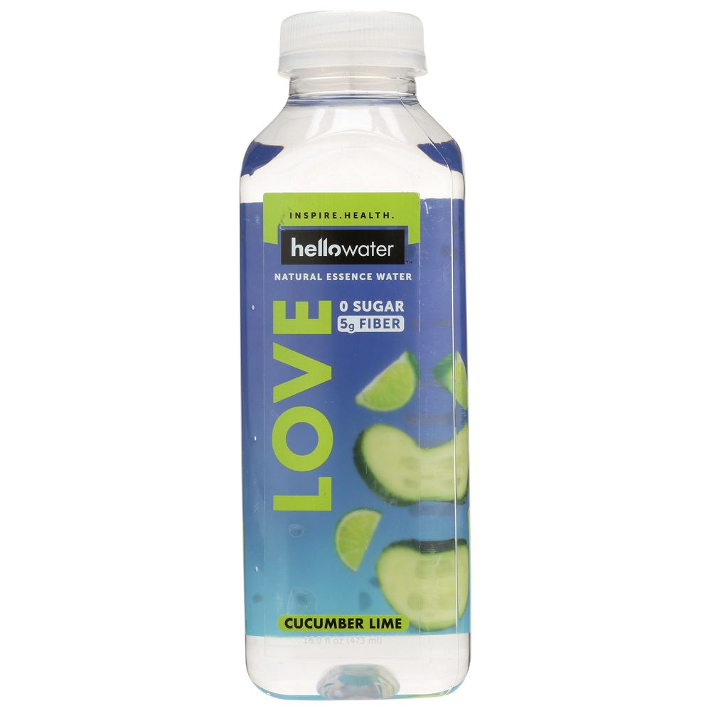 HELLOWATER: Love, Cucumber Lime Water, 16 oz