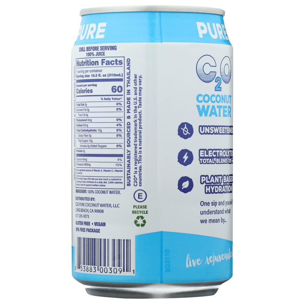 C20: Pure Coconut Water, 10.5 oz