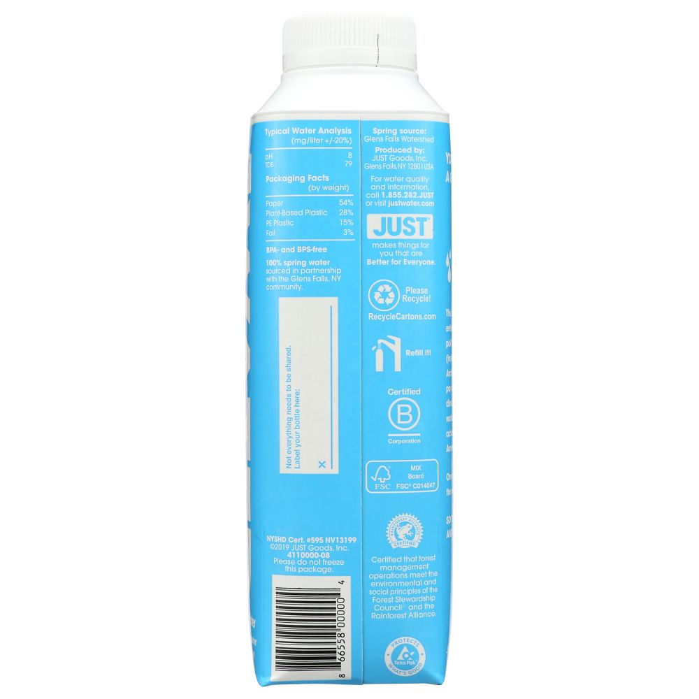 JUST WATER: Spring Water, 16.9 oz