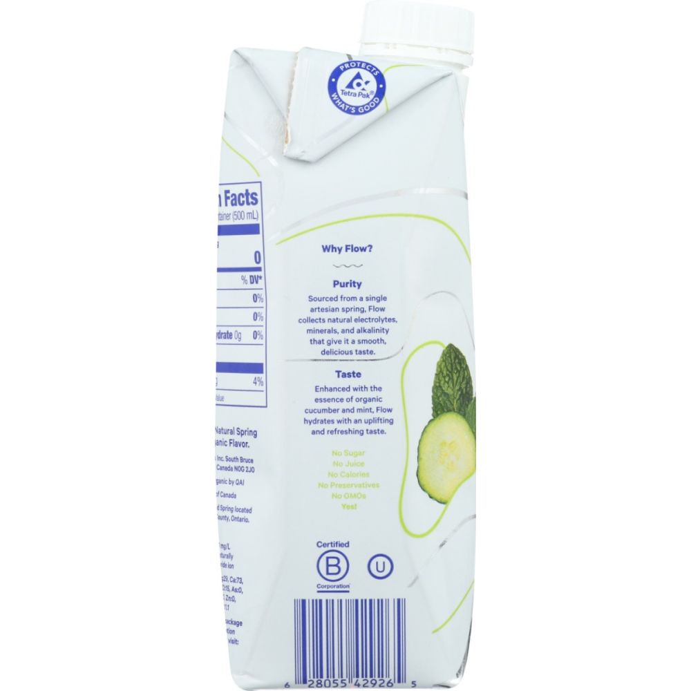 FLOW WATER: Cucumber Mint Alkaline Spring Water, 16.9 fo