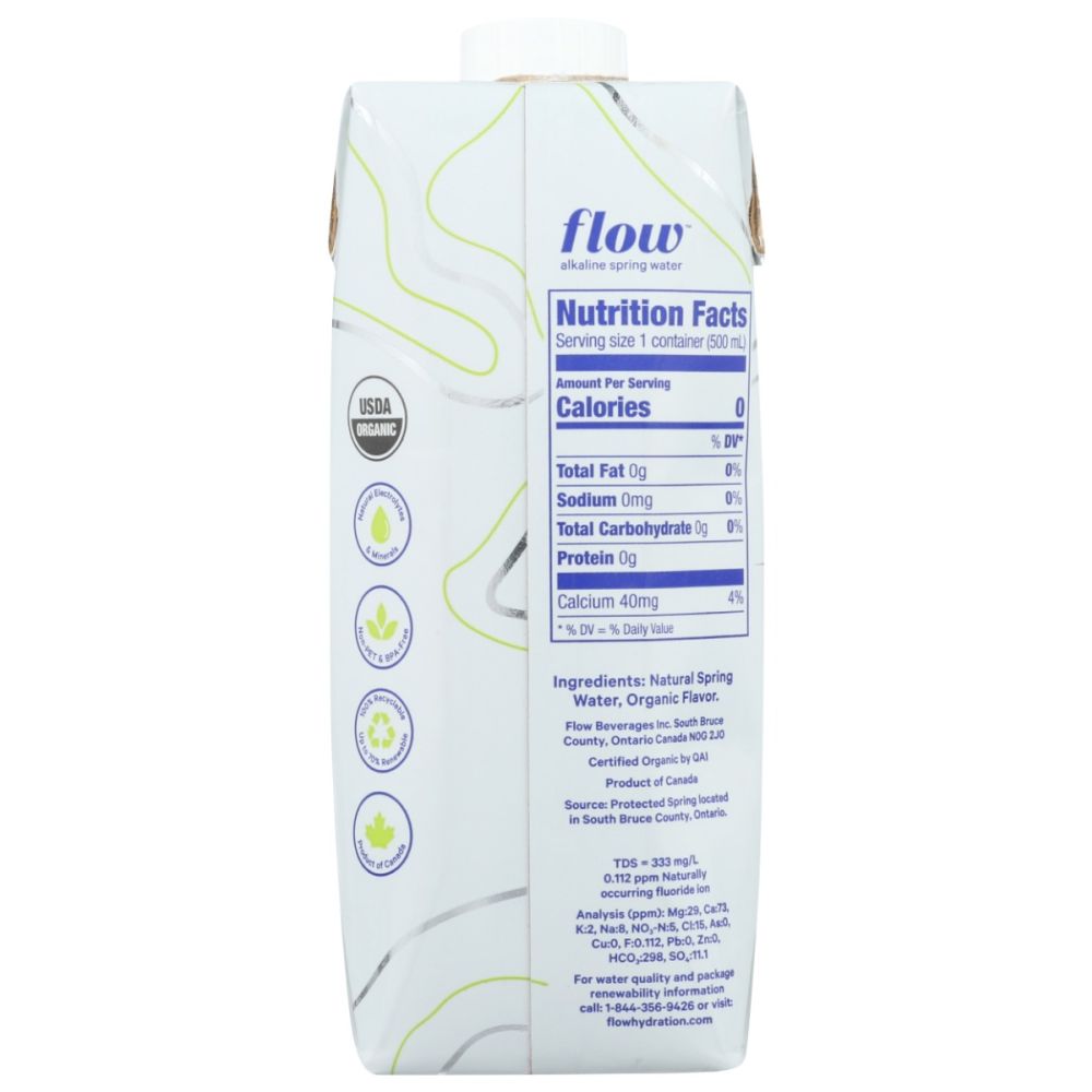 FLOW WATER: Cucumber Mint Alkaline Spring Water, 16.9 fo